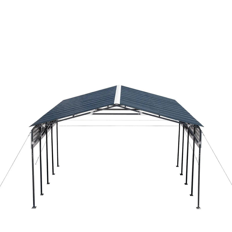20' x 20' Metal Shed Carport, 10' Open Sidewalls, 400 Sq-Ft, 27 GA Corrugated Panels, GMD-MSC2020