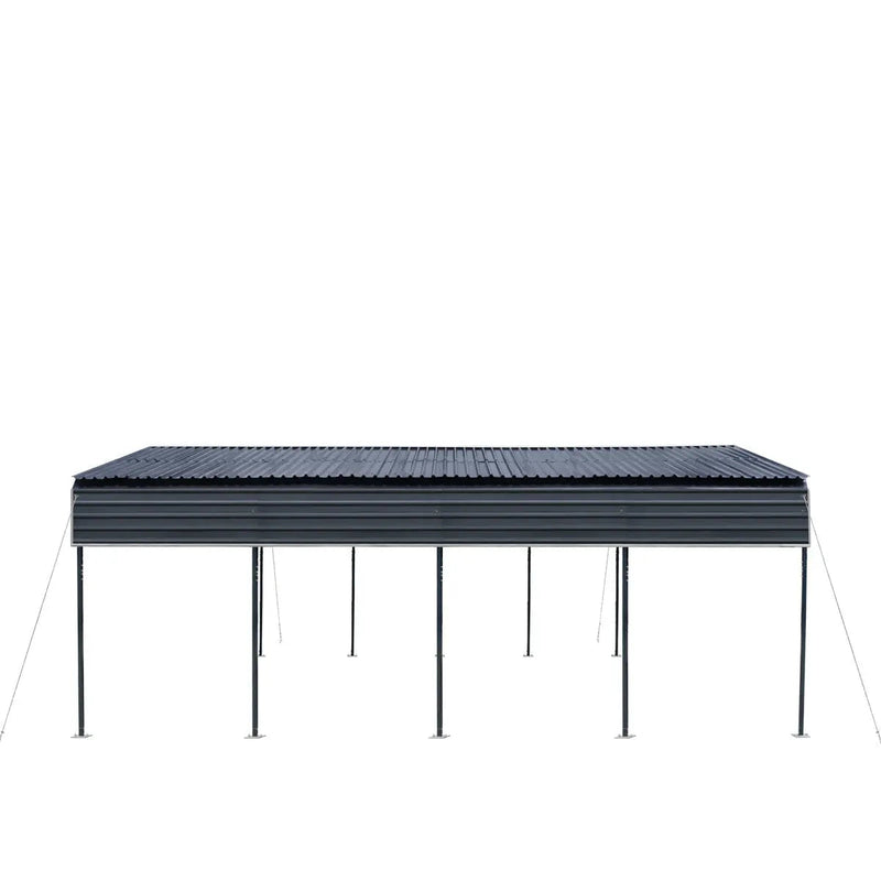 20' x 20' Metal Shed Carport, 10' Open Sidewalls, 400 Sq-Ft, 27 GA Corrugated Panels, GMD-MSC2020