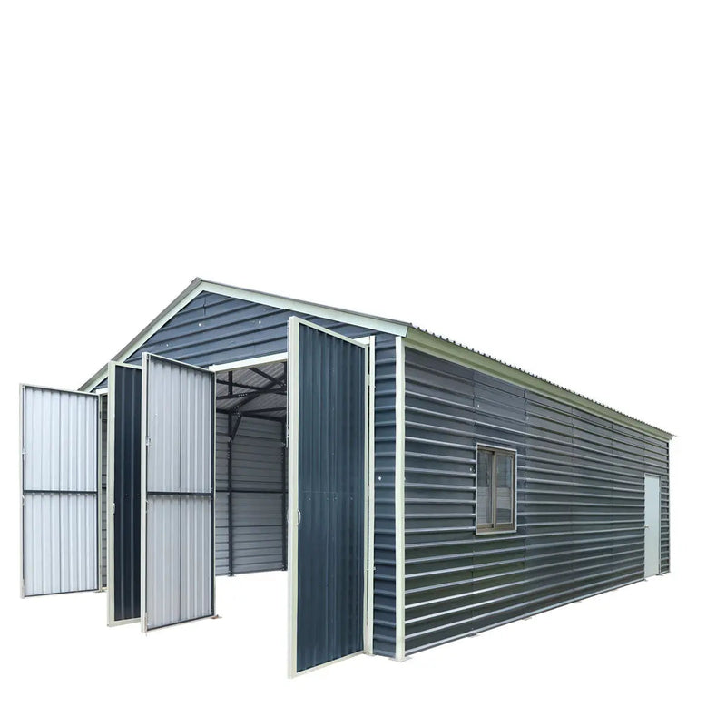 20' x 30' Metal Garage Shed, 9' High Double Front Doors, 13' Peak, 600 Sq-Ft GMD-MS2030