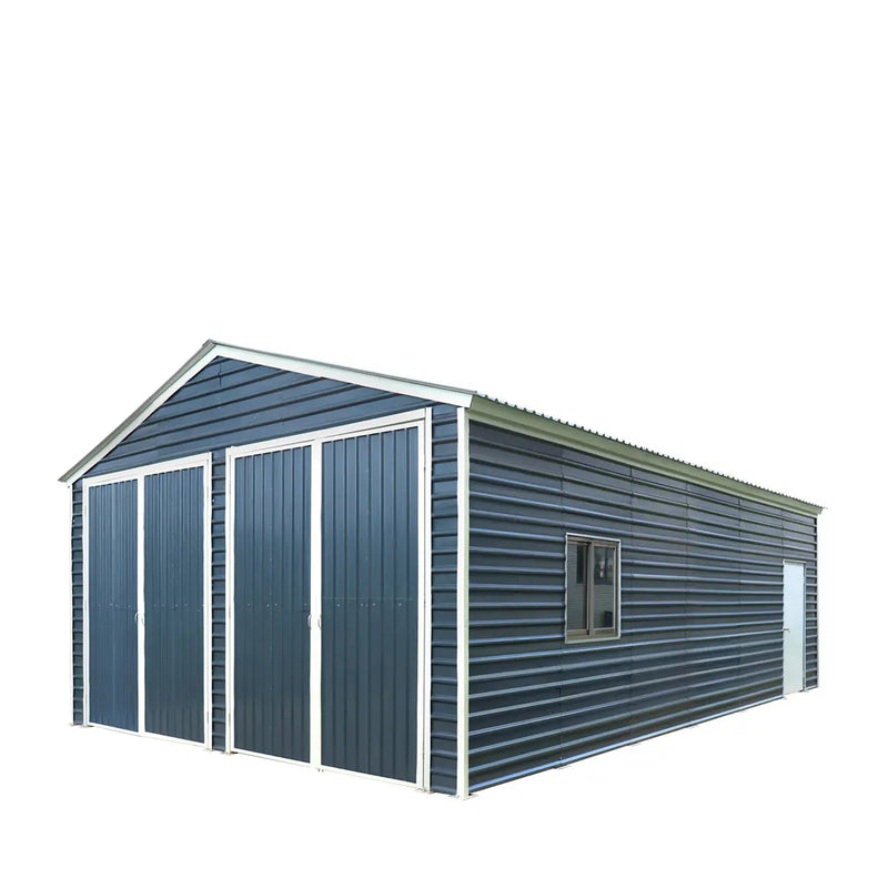 20' x 30' Metal Garage Shed, 9' High Double Front Doors, 13' Peak, 600 Sq-Ft GMD-MS2030
