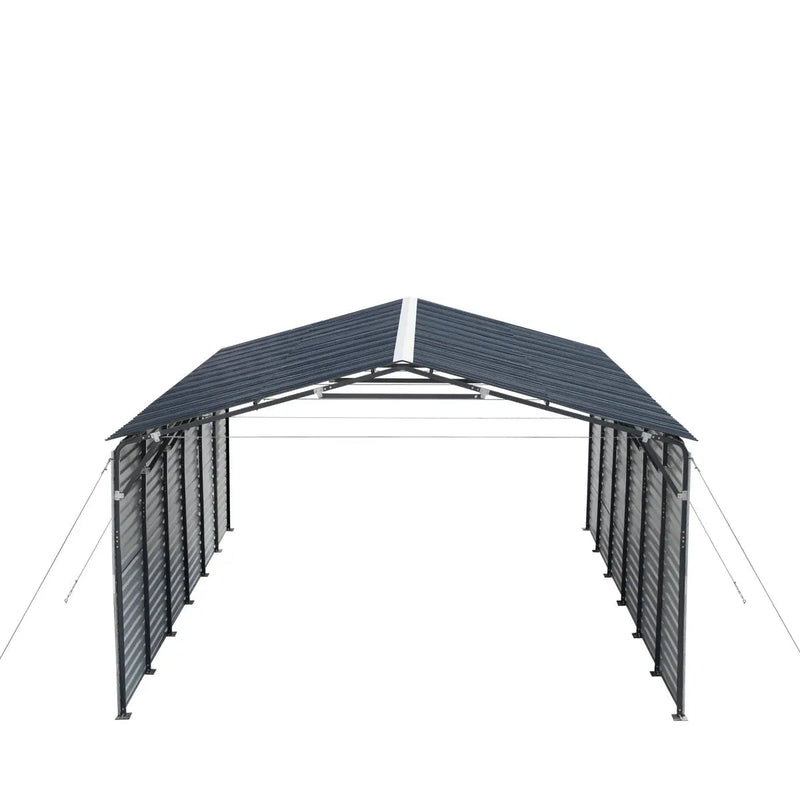 20' x 30' Metal Shed Carport, 10' Enclosed Sidewalls, 600 Sq-Ft, 27 GA Corrugated Panels, GMD-MSC2030F