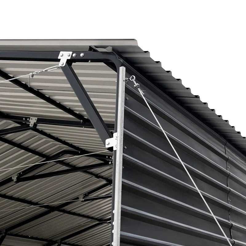 20' x 30' Metal Shed Carport, 10' Enclosed Sidewalls, 600 Sq-Ft, 27 GA Corrugated Panels, GMD-MSC2030F