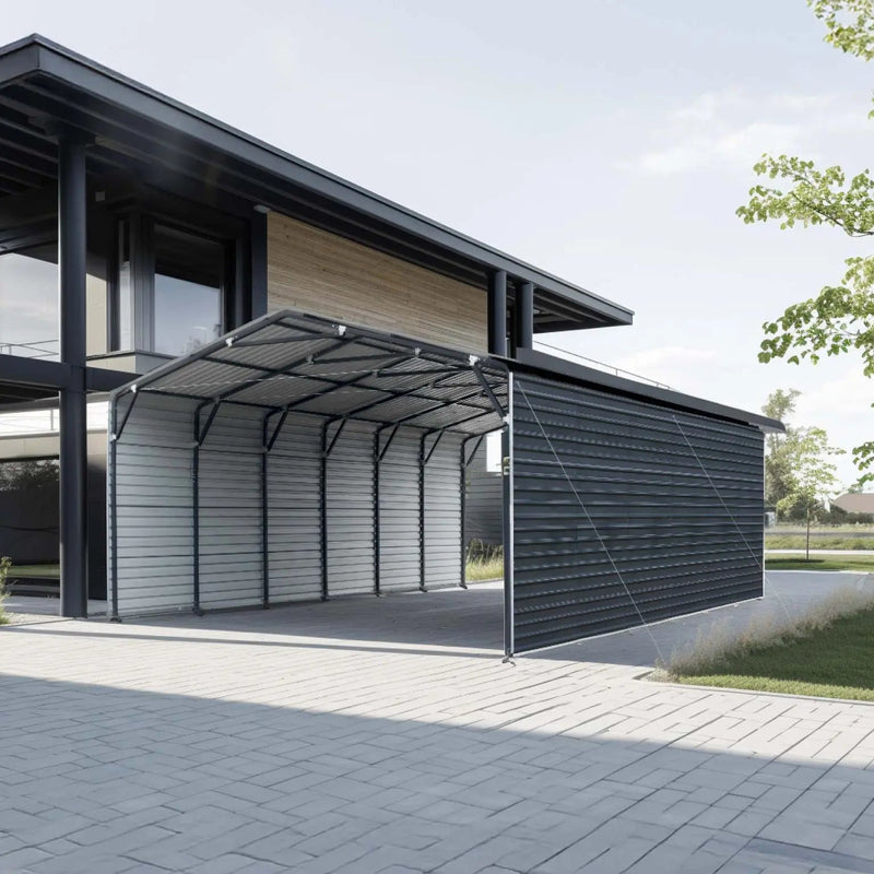 20' x 30' Metal Shed Carport, 10' Enclosed Sidewalls, 600 Sq-Ft, 27 GA Corrugated Panels, GMD-MSC2030F
