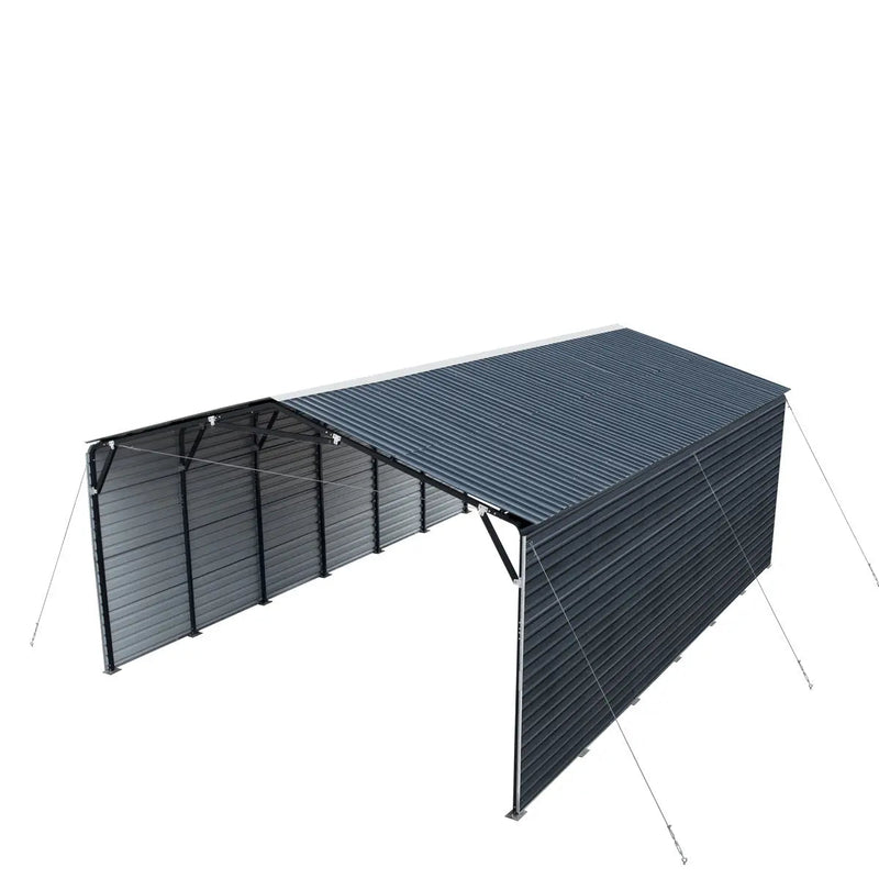 20' x 30' Metal Shed Carport, 10' Enclosed Sidewalls, 600 Sq-Ft, 27 GA Corrugated Panels, GMD-MSC2030F