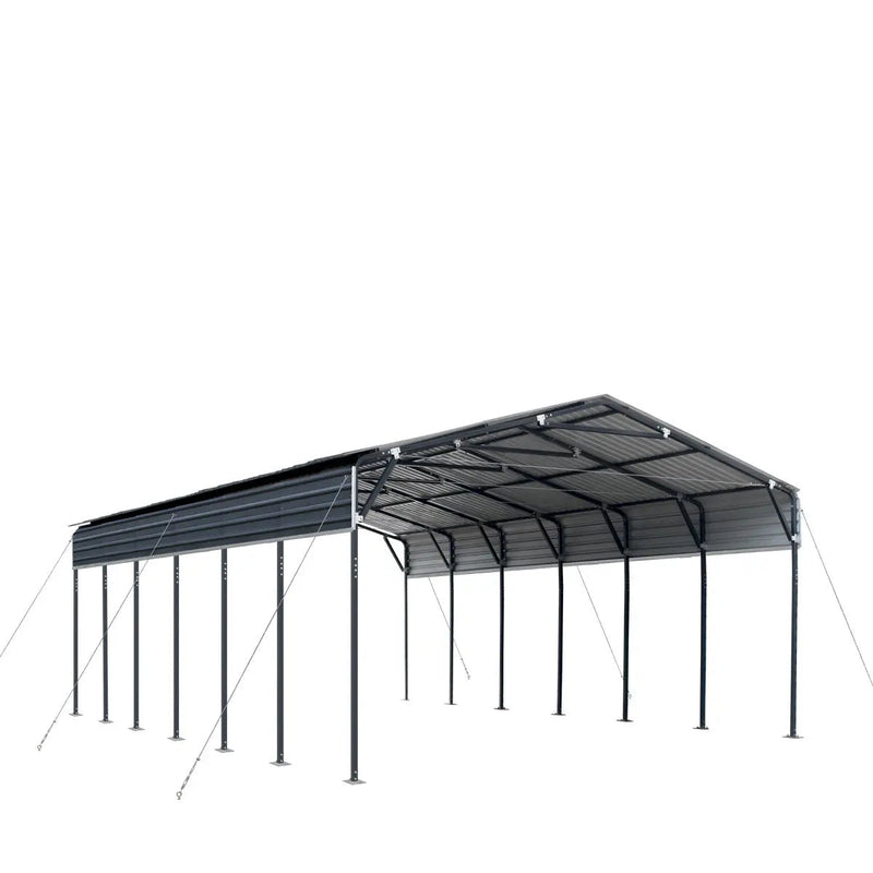 20' x 30' Metal Shed Carport, 10' Open Sidewalls, 600 Sq-Ft, 27 GA Corrugated Panels, GMD-MSC2030