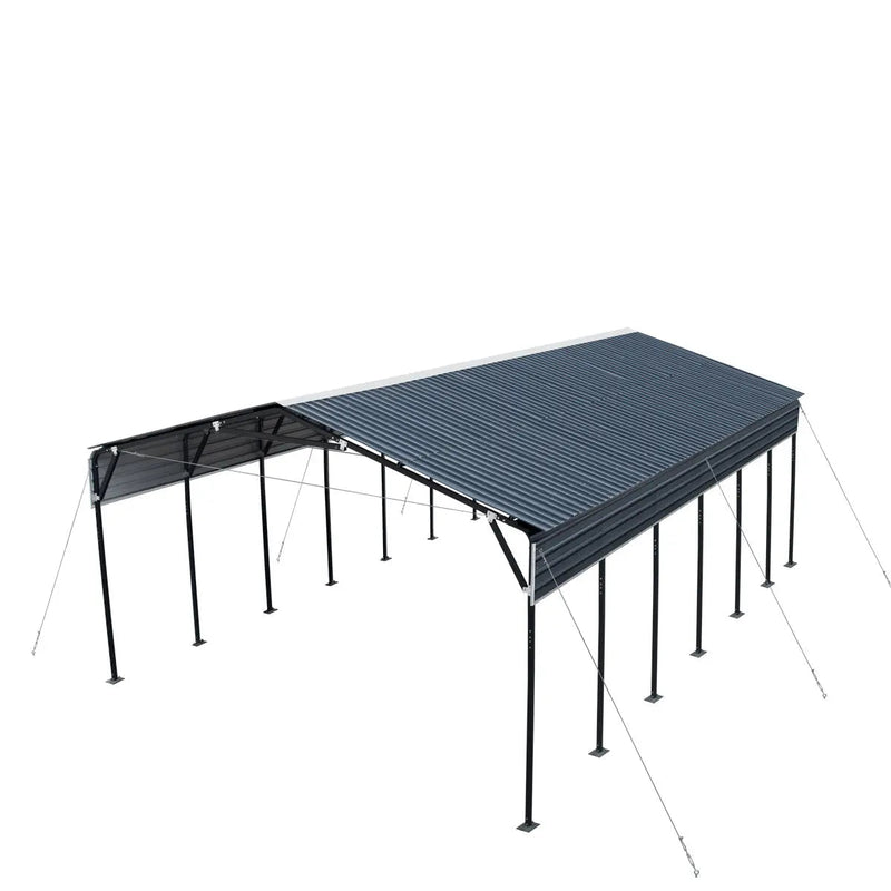 20' x 30' Metal Shed Carport, 10' Open Sidewalls, 600 Sq-Ft, 27 GA Corrugated Panels, GMD-MSC2030