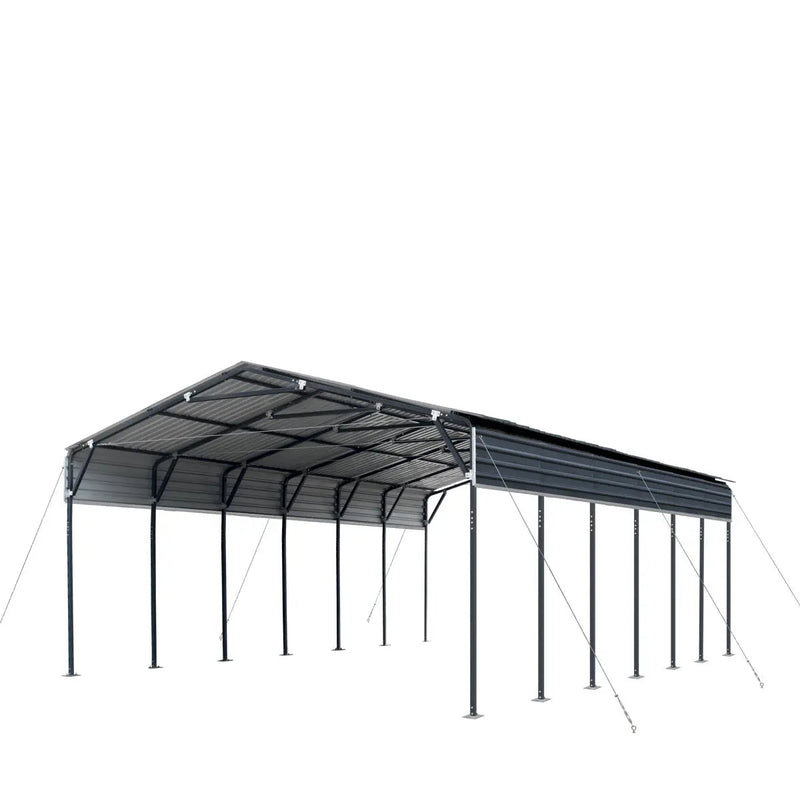 20' x 30' Metal Shed Carport, 10' Open Sidewalls, 600 Sq-Ft, 27 GA Corrugated Panels, GMD-MSC2030