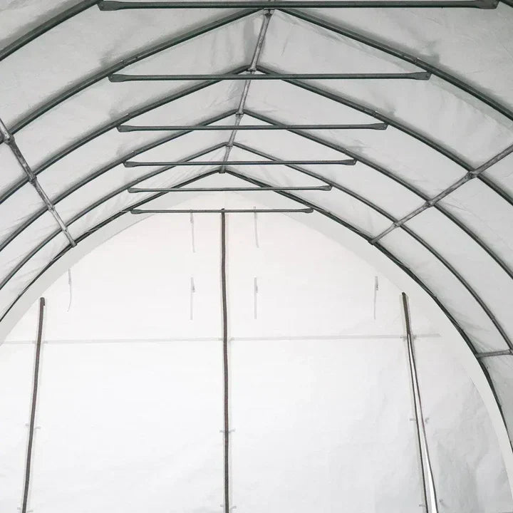 20' x 30' Arch Wall Peak Ceiling Storage Shelter with Heavy Duty 11 oz PE Cover & Drive Through Doors, GMD-ST2032P (Previously ST2031P)