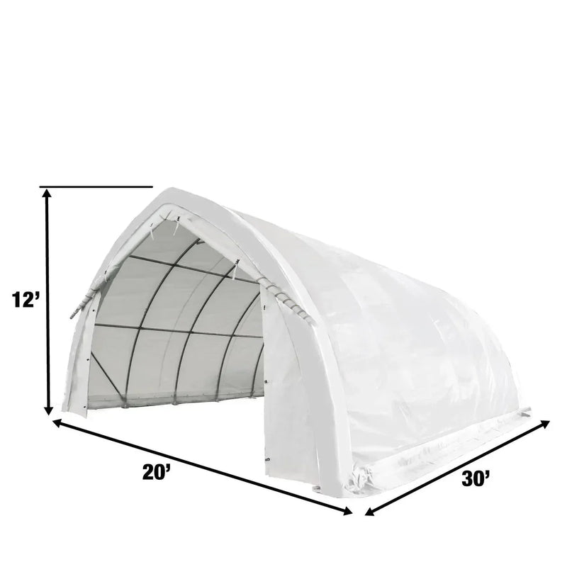 20' x 30' Arch Wall Peak Ceiling Storage Shelter with Heavy Duty 11 oz PE Cover & Drive Through Doors, GMD-ST2032P (Previously ST2031P)