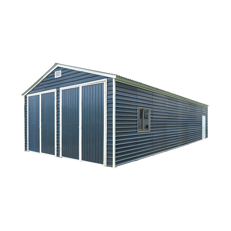 20' x 40' Metal Garage Shed, 9' High Double Front Doors, 13' Peak, 800 Sq-Ft GMD-MS2040