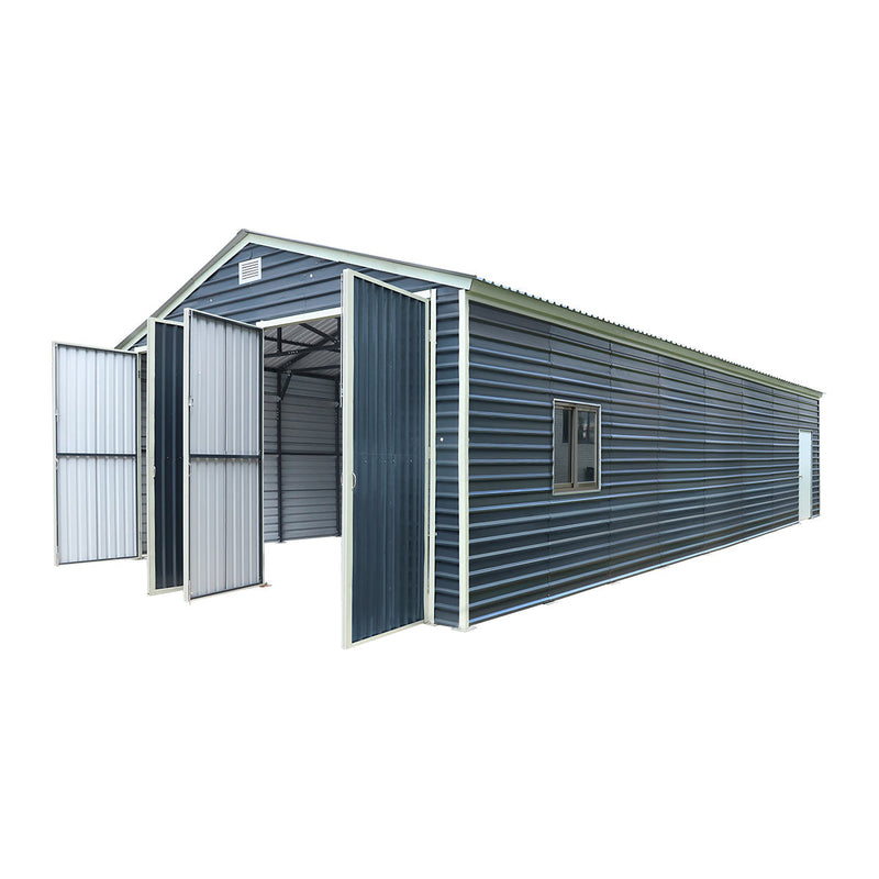 20' x 40' Metal Garage Shed, 9' High Double Front Doors, 13' Peak, 800 Sq-Ft GMD-MS2040