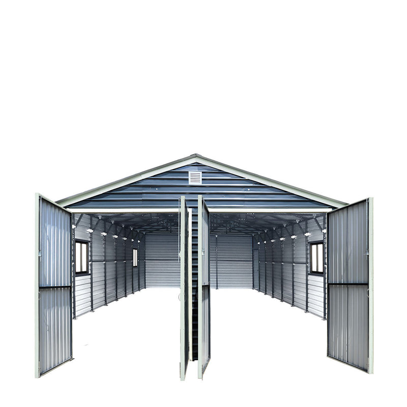 20' x 40' Metal Garage Shed, 9' High Double Front Doors, 13' Peak, 800 Sq-Ft GMD-MS2040