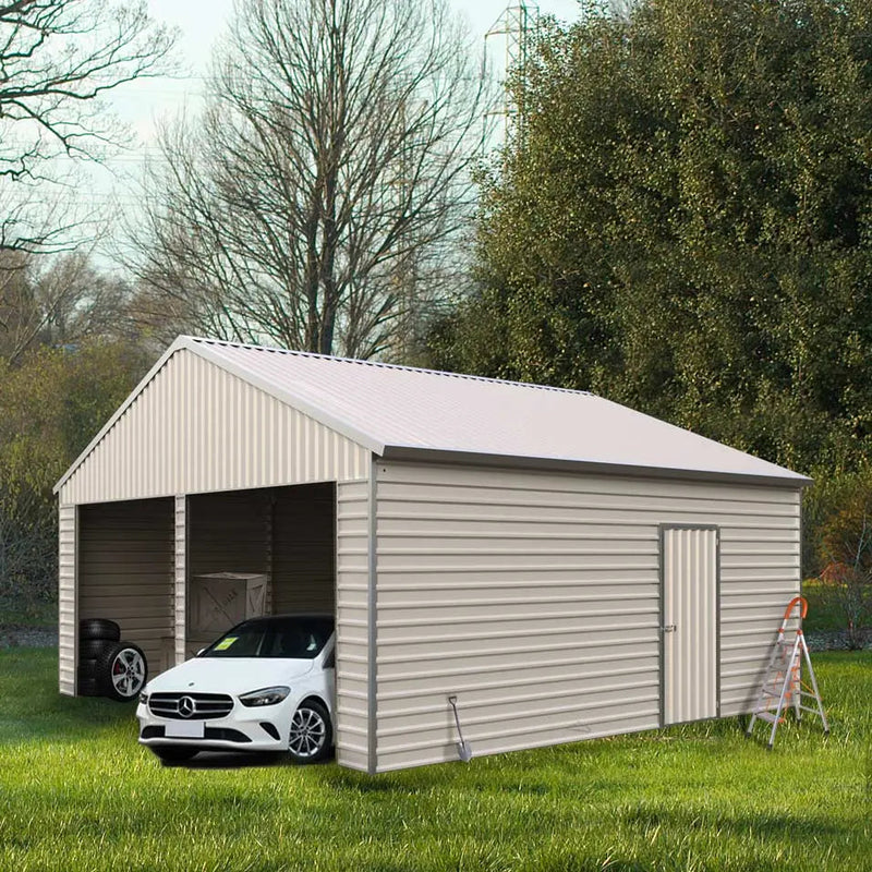 21' x 19' Double Garage Metal Shed with Side Entry Door (Discontinued – Replaced by GMD-MS2020, 2030)