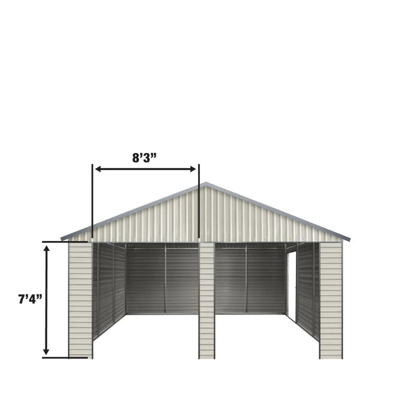 21' x 19' Double Garage Metal Shed with Side Entry Door (Discontinued – Replaced by GMD-MS2020, 2030)