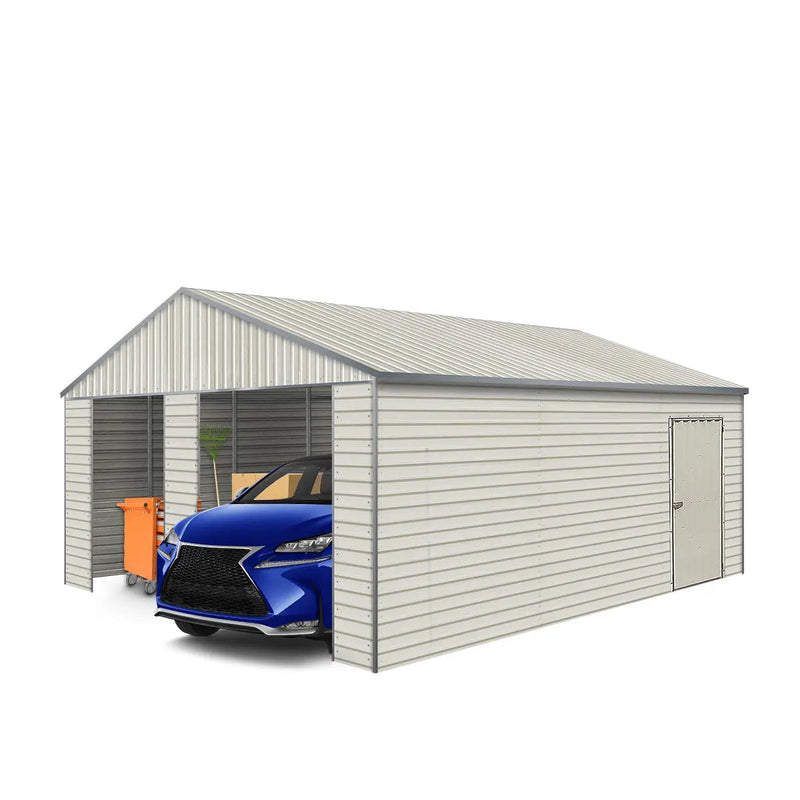 21' x 19' Double Garage Metal Shed with Side Entry Door (Discontinued – Replaced by GMD-MS2020, 2030)
