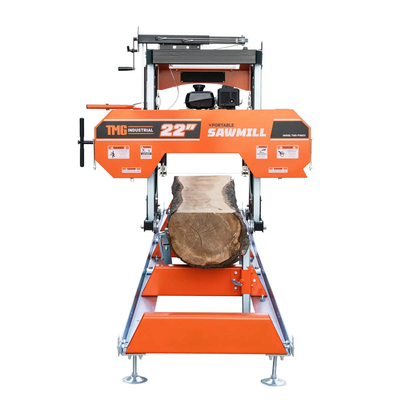 22" Portable Sawmill, 7 HP Kohler Command Pro Series Engine, 12' Log Length, 4-Post Carriage with Saw Head Anti-tip Locking, GMD-PSM22