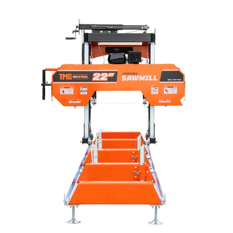 22" Portable Sawmill, 7 HP Kohler Command Pro Series Engine, 12' Log Length, 4-Post Carriage with Saw Head Anti-tip Locking, GMD-PSM22