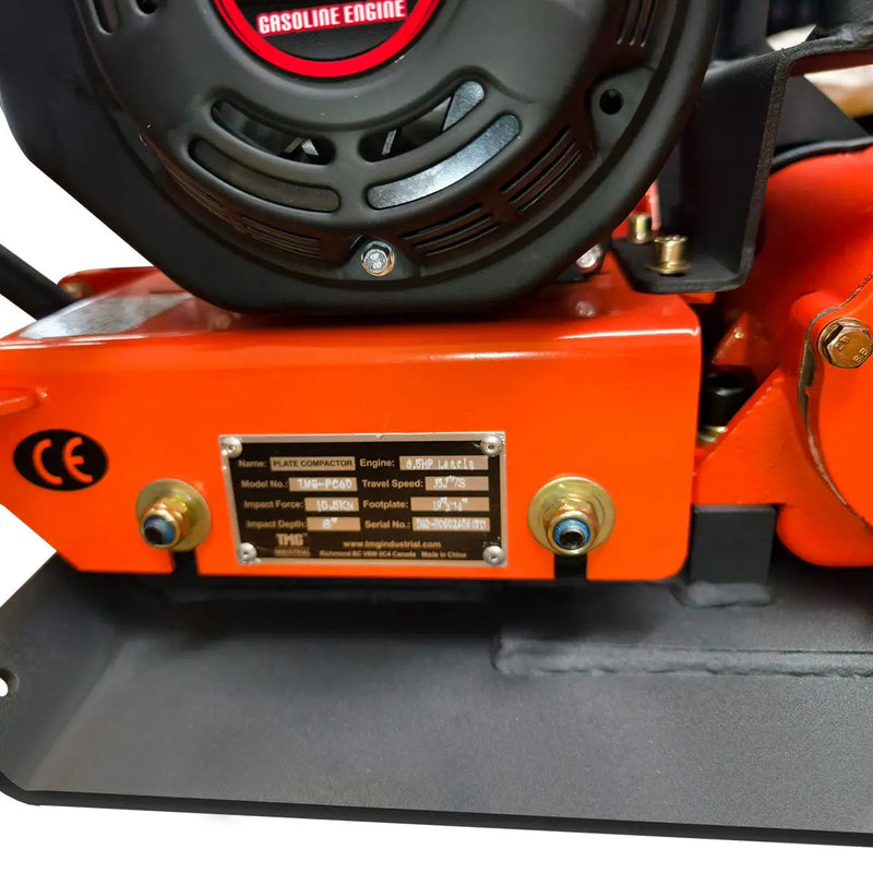 2380 Lbs Heavy-Duty Plate Compactor, 6.5 HP Loncin G200F Engine, 8" Compaction Depth, GMD-PC60