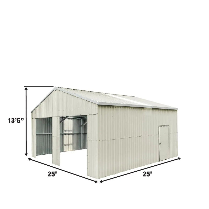 25' x 25' Double Garage Metal Barn Shed with Side Entry Door (Discontinued – Replaced by GMD-MS2030, MS2630)