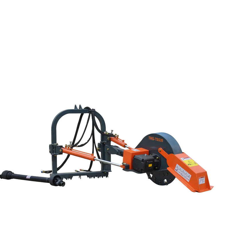 26" 3-Point Hitch Stump Grinder, Category 1 & 2 Hookup, Driveline Shaft Included, 30-50 HP Tractor, GMD-TSG26