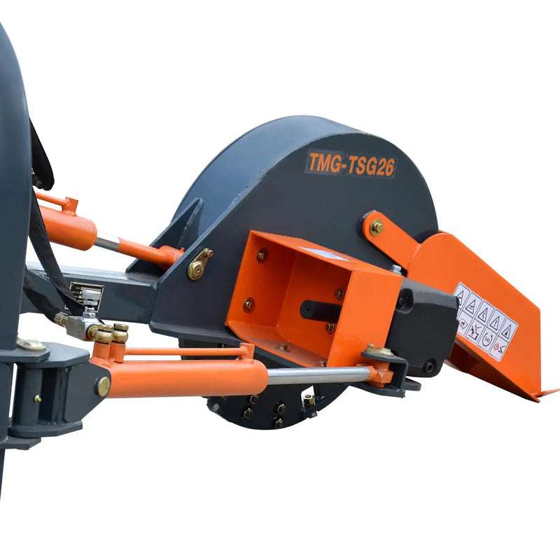 26" 3-Point Hitch Stump Grinder, Category 1 & 2 Hookup, Driveline Shaft Included, 30-50 HP Tractor, GMD-TSG26