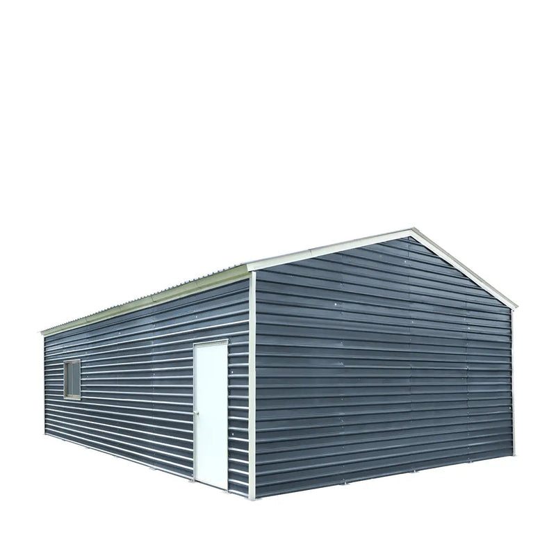 26' x 30' Metal Garage Shed, 9' High Double Front Doors, 14' Peak, 780 Sq-Ft GMD-MS2630
