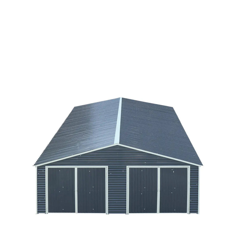 26' x 30' Metal Garage Shed, 9' High Double Front Doors, 14' Peak, 780 Sq-Ft GMD-MS2630