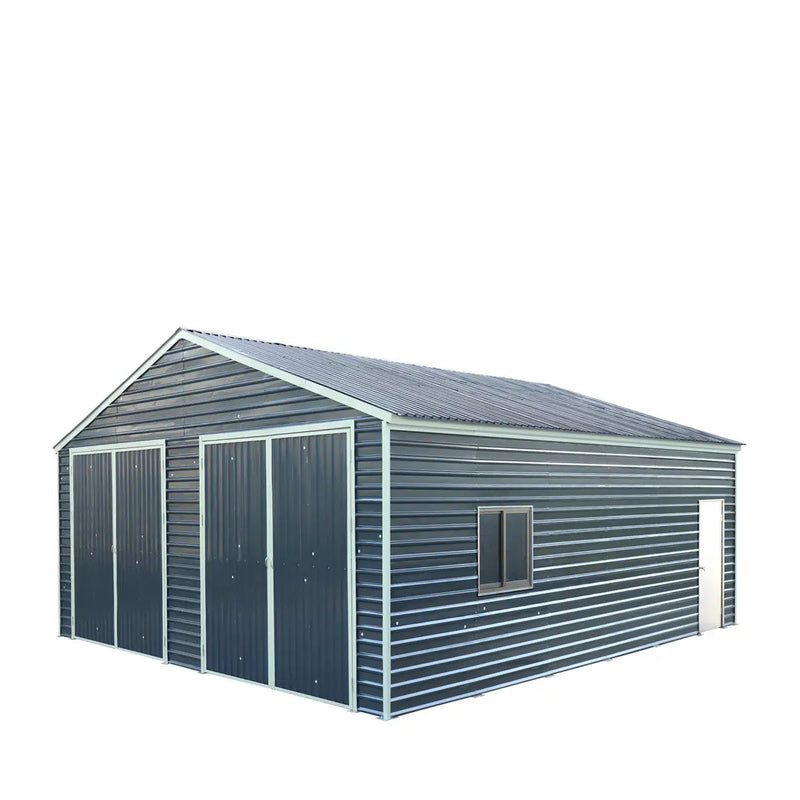 26' x 30' Metal Garage Shed, 9' High Double Front Doors, 14' Peak, 780 Sq-Ft GMD-MS2630