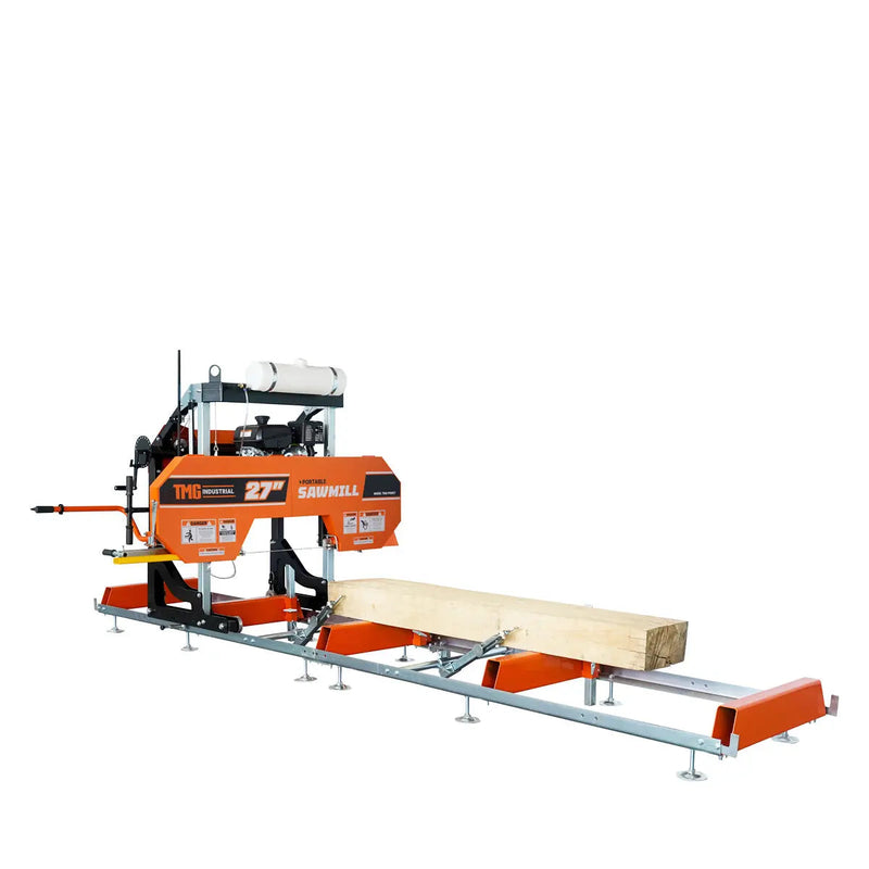 27" Portable Sawmill, 14 HP Kohler Gas Engine, 21" Board Width, 12' Log Length, 14-1/2' Track Bed, GMD-PSM27