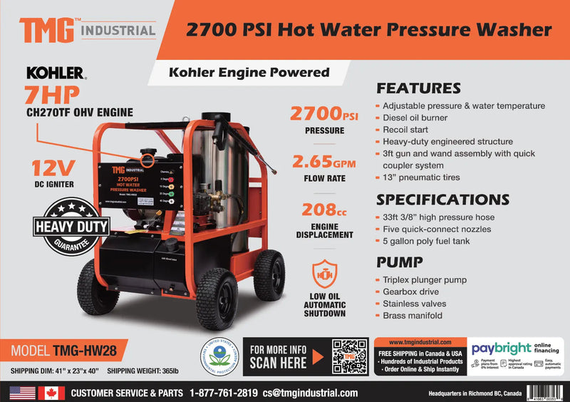 2700 PSI Hot Water Pressure Washer (Discontinued, No Longer Available)