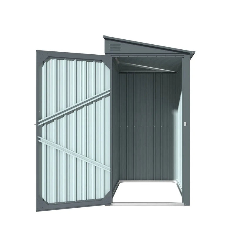 3' x 6' Galvanized Metal Pent Shed, 29 GA Corrugated Metal, 75" Upper edge, GMD-MS0306