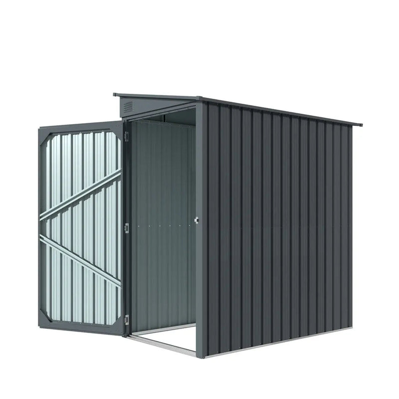 3' x 6' Galvanized Metal Pent Shed, 29 GA Corrugated Metal, 75" Upper edge, GMD-MS0306