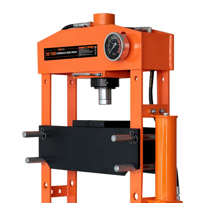 30 Ton Capacity Hydraulic Shop Press, Pneumatic & Manual Operation, 11 Bed Height Positions, GMD-ASP30