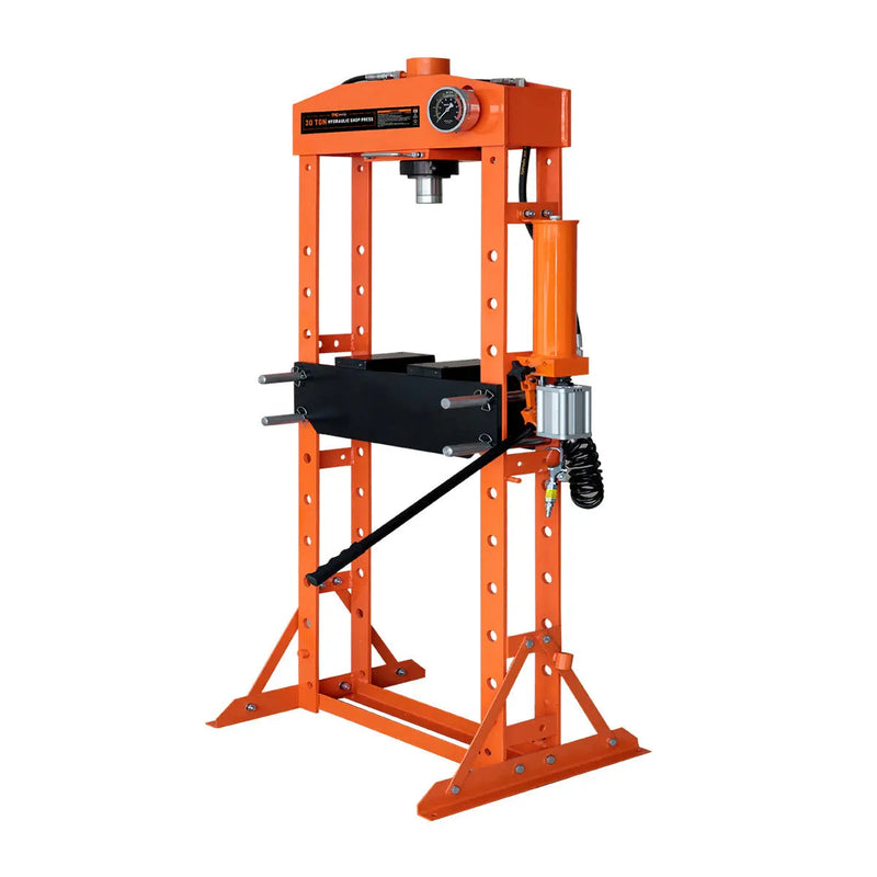 30 Ton Capacity Hydraulic Shop Press, Pneumatic & Manual Operation, 11 Bed Height Positions, GMD-ASP30