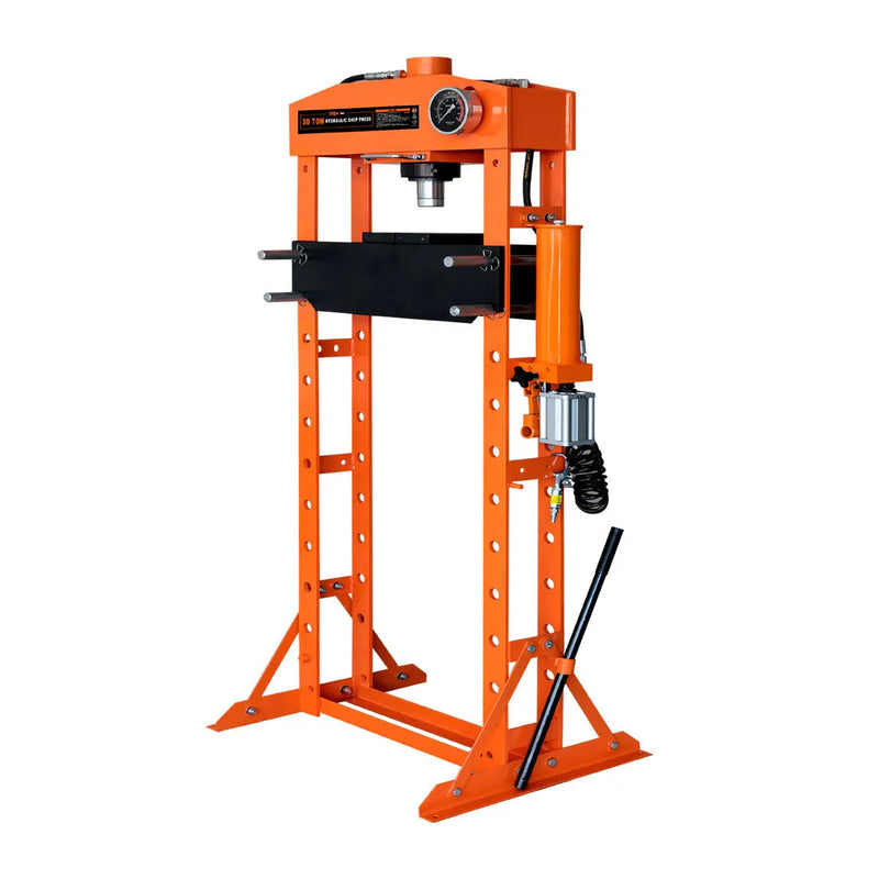 30 Ton Capacity Hydraulic Shop Press, Pneumatic & Manual Operation, 11 Bed Height Positions, GMD-ASP30