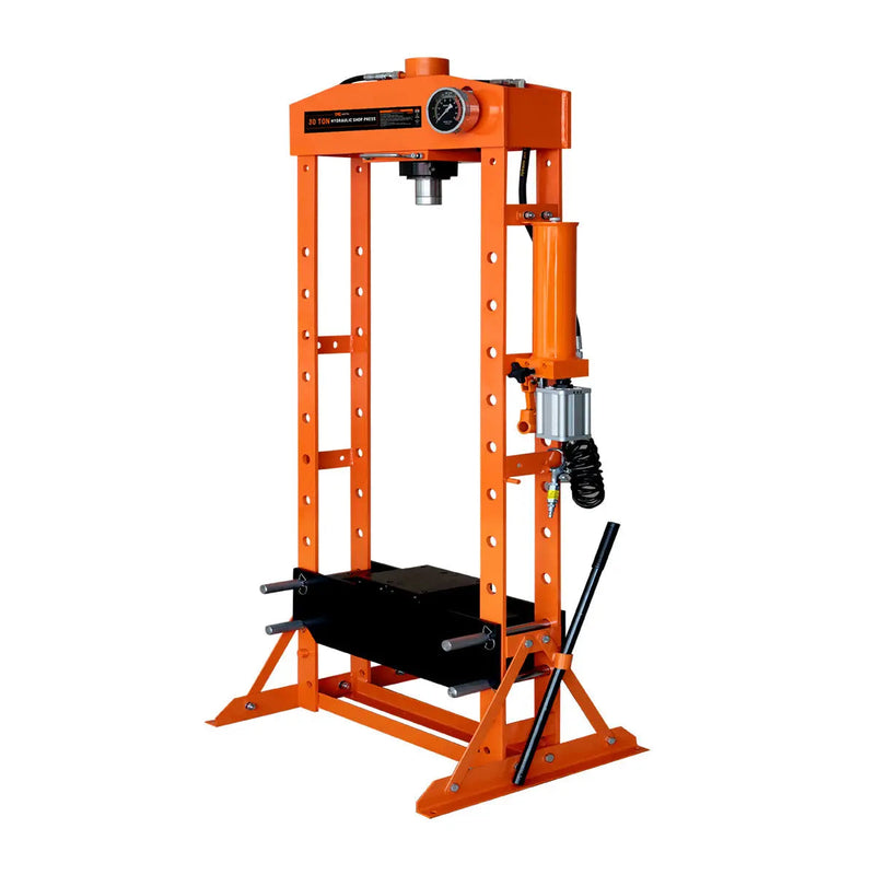 30 Ton Capacity Hydraulic Shop Press, Pneumatic & Manual Operation, 11 Bed Height Positions, GMD-ASP30