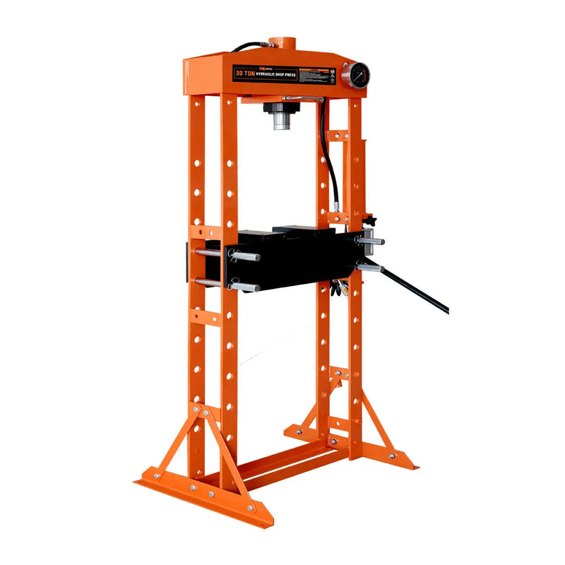 30 Ton Capacity Hydraulic Shop Press, Pneumatic & Manual Operation, 11 Bed Height Positions, GMD-ASP30