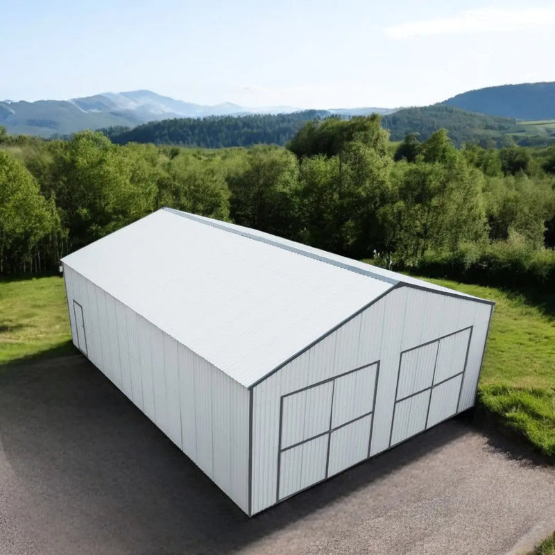 30' x 40' Metal Garage Shed, 11' High Double Front Doors, 17' Peak, 1260 Sq-Ft GMD-MS3040