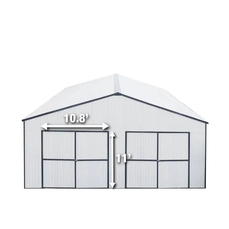 30' x 40' Metal Garage Shed, 11' High Double Front Doors, 17' Peak, 1260 Sq-Ft GMD-MS3040
