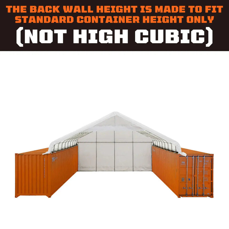 30' x 40' PVC Fabric Container Shelter, Peak Roof, with End Wall & Partial Front Drop, GMD-ST3042CVF (Previously ST3041CVF)