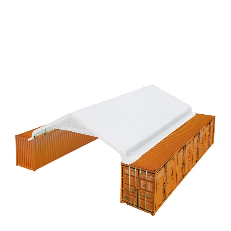30' x 40' PVC Fabric Container Shelter, Peak Roof, with End Wall & Partial Front Drop, GMD-ST3042CVF (Previously ST3041CVF)