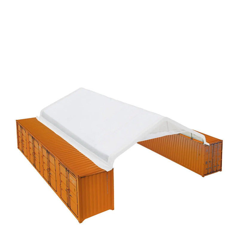 30' x 40' PVC Fabric Container Shelter, Peak Roof, with End Wall & Partial Front Drop, GMD-ST3042CVF (Previously ST3041CVF)