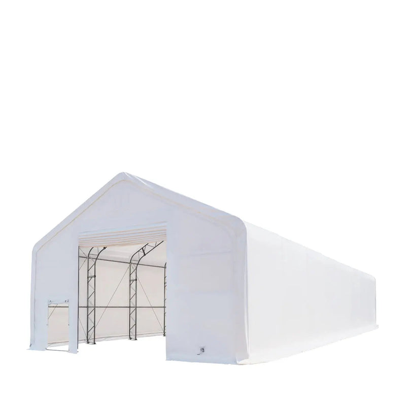 30' x 80' Dual Truss Storage Shelter with Heavy Duty 17 oz PVC Cover & Drive Through Doors, GMD-DT3081