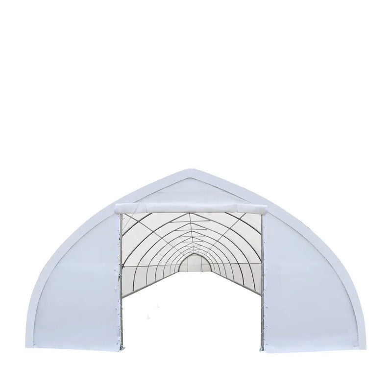 30' x 80' Peak Ceiling Storage Shelter with Heavy Duty 17 oz PVC Cover & Drive Through Doors, GMD-ST3082V