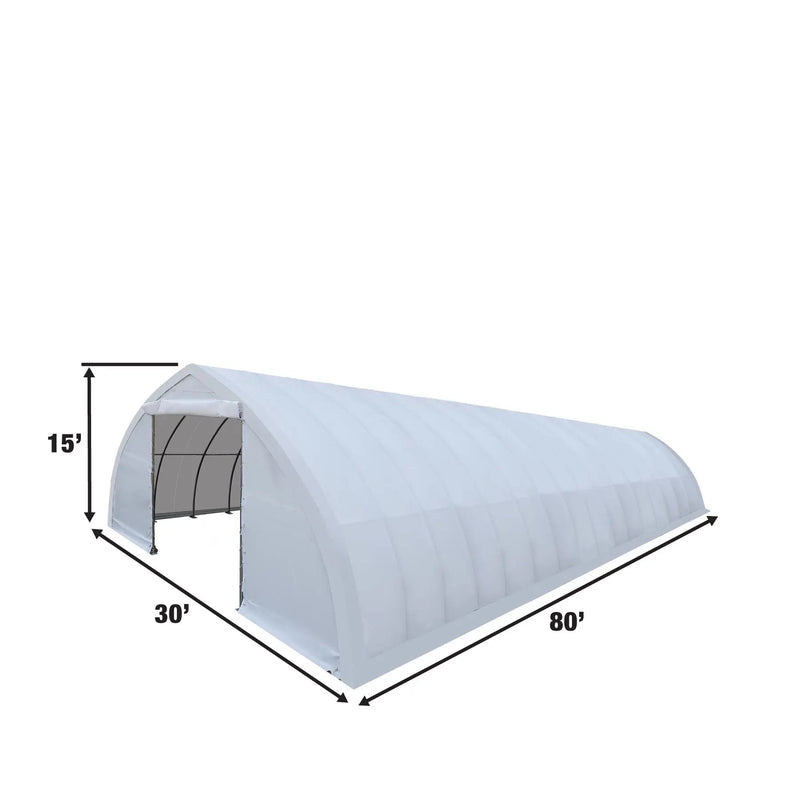 30' x 80' Peak Ceiling Storage Shelter with Heavy Duty 17 oz PVC Cover & Drive Through Doors, GMD-ST3082V