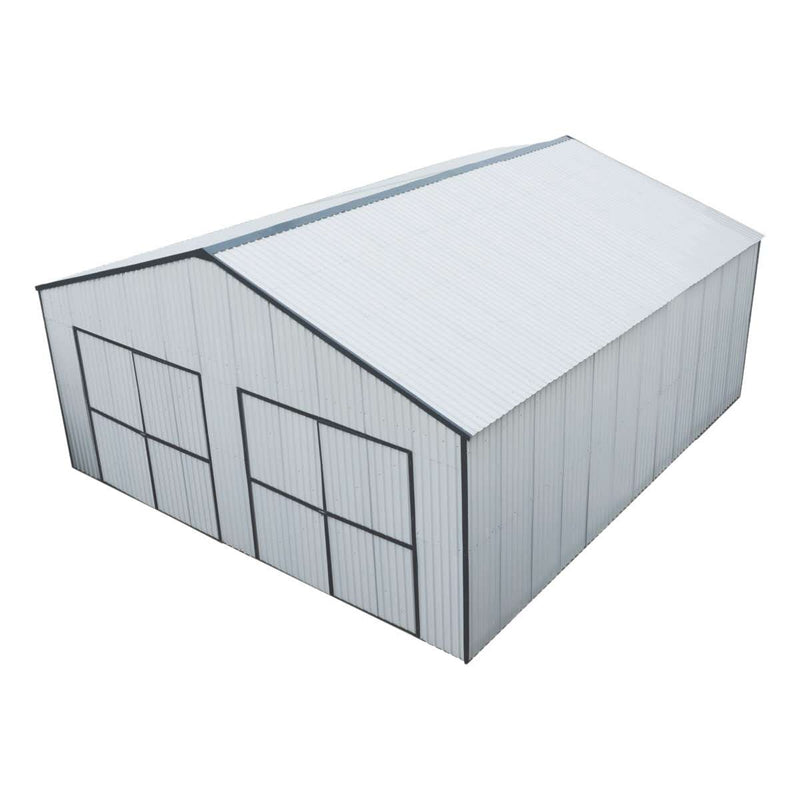 30' x 30' Metal Garage Shed – Steel Building with 11' Clearance High Front Doors, Side Entry Door, 16 GA Steel Structure GMD-MS3030