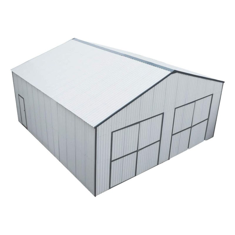 30' x 30' Metal Garage Shed – Steel Building with 11' Clearance High Front Doors, Side Entry Door, 16 GA Steel Structure GMD-MS3030
