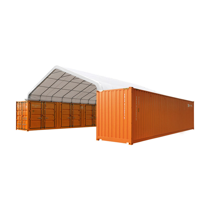 30' x 40' Peaked Roof Container Shelter with Heavy Duty 11 oz PE Tarpaulin, GMD-ST3042C (Previously ST3040C)