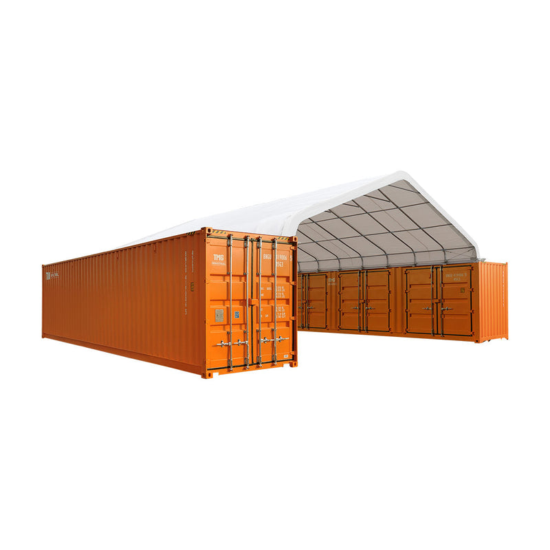 30' x 40' Peaked Roof Container Shelter with Heavy Duty 11 oz PE Tarpaulin, GMD-ST3042C (Previously ST3040C)