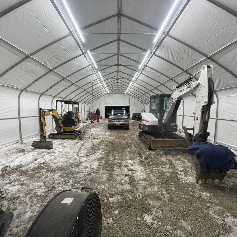 30' x 70' Straight Wall Peak Ceiling Storage Shelter with Heavy Duty 10 oz PE Cover GMD-ST3072E (Previously ST3070E)